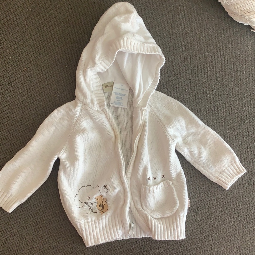 Disney 6m white zip up hoodie